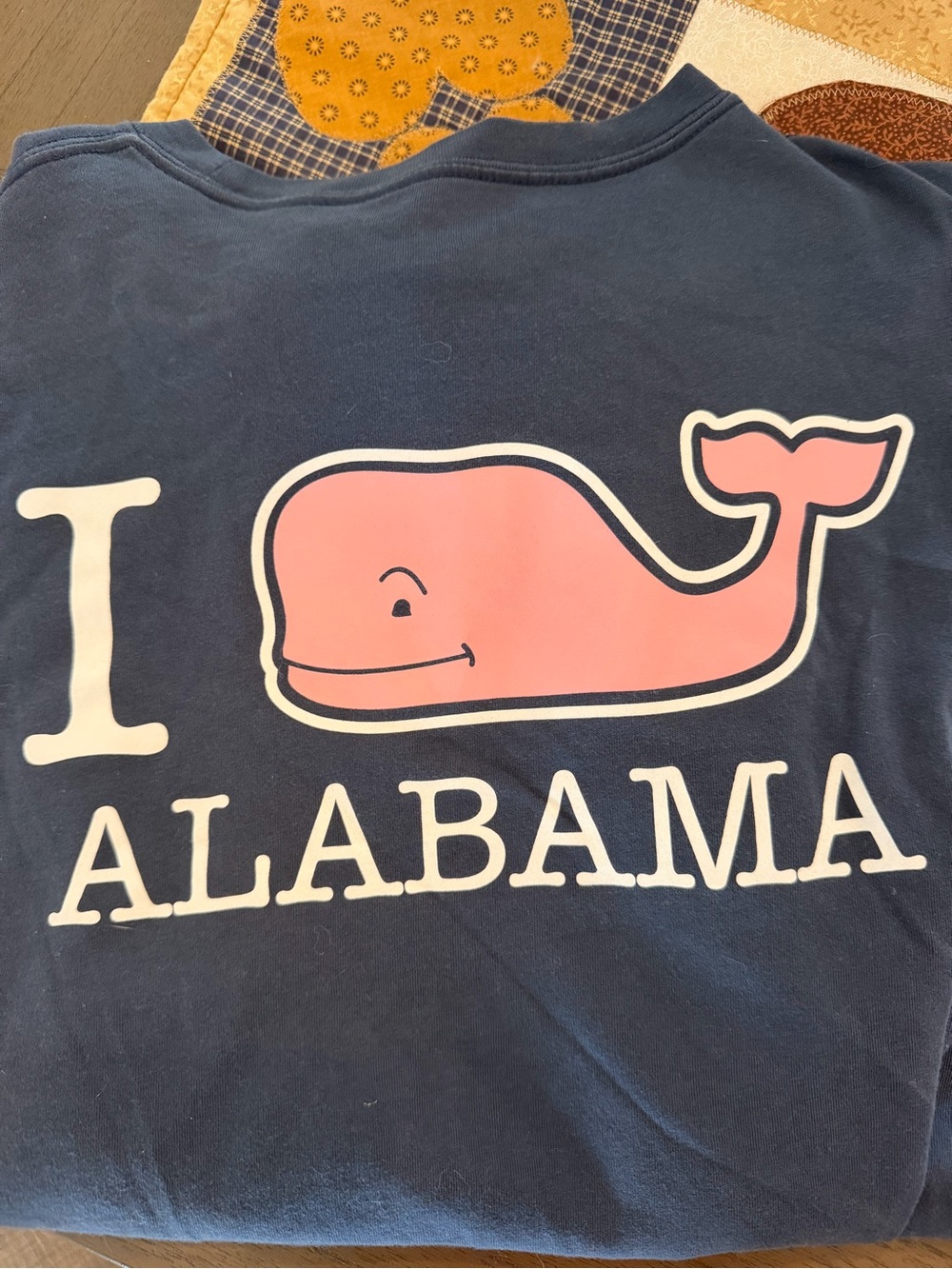 Vineyard Vines Navy Sweatshirt with Pink Whale 'ALABAMA' Graphic